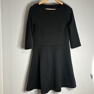 Zara‎ Fit & Flare Black Dress Large